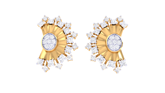 Aurora Cluster Golden Stud Earrings - 0.49 Brilliance Round Cut Diamonds