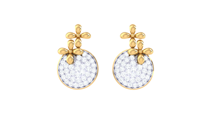 0.66 Ct - Floral Cluster Diamond Stud Earrings In Gold