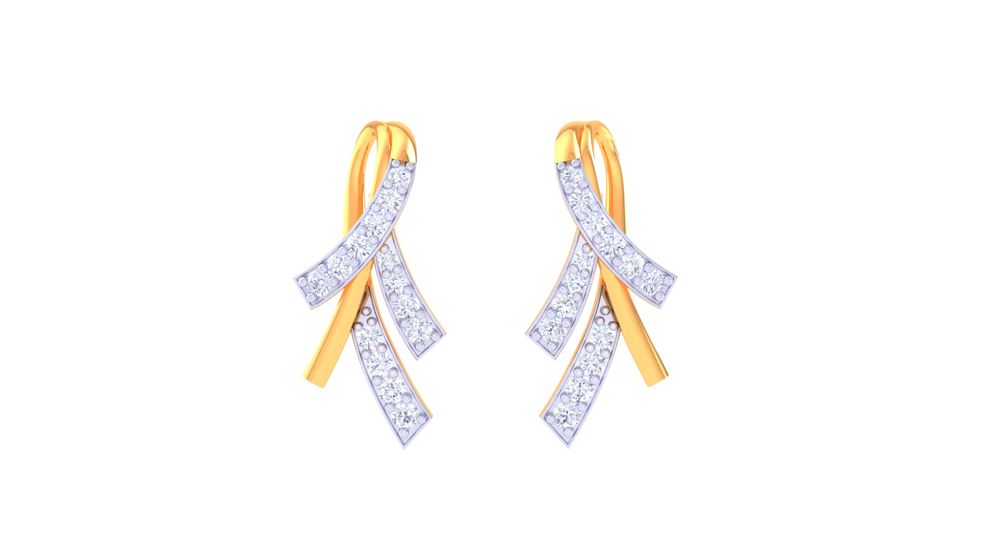 Duo Curve Drop Earrings In Gold - 0.21 Ct Diamonds