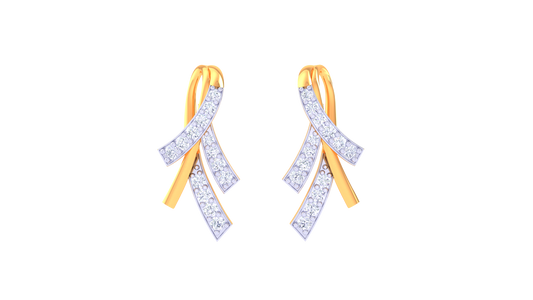 Duo Curve Drop Earrings In Gold - 0.21 Ct Diamonds