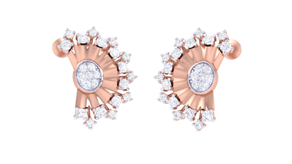 Aurora Cluster Golden Stud Earrings - 0.49 Brilliance Round Cut Diamonds