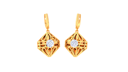 Faceted Cage Rose Gold Hoop Earrings - 0.64 Ct Brilliant Diamond In Centers