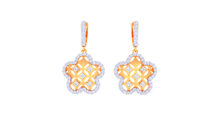 Mandala Star Hoop Earrings In Yellow Gold - 0.95 White Diamonds