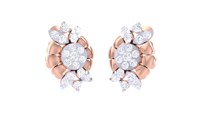 Sunbrust Patel Stud Earrings In Yellow Gold - 0.74 Ct Sparkling Round Diamonds Cluster