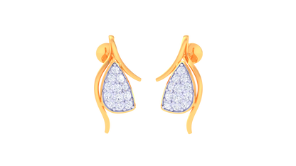 Curved Elegance Stud Earrings In Radiant Gold – 0.28 Ct Diamonds