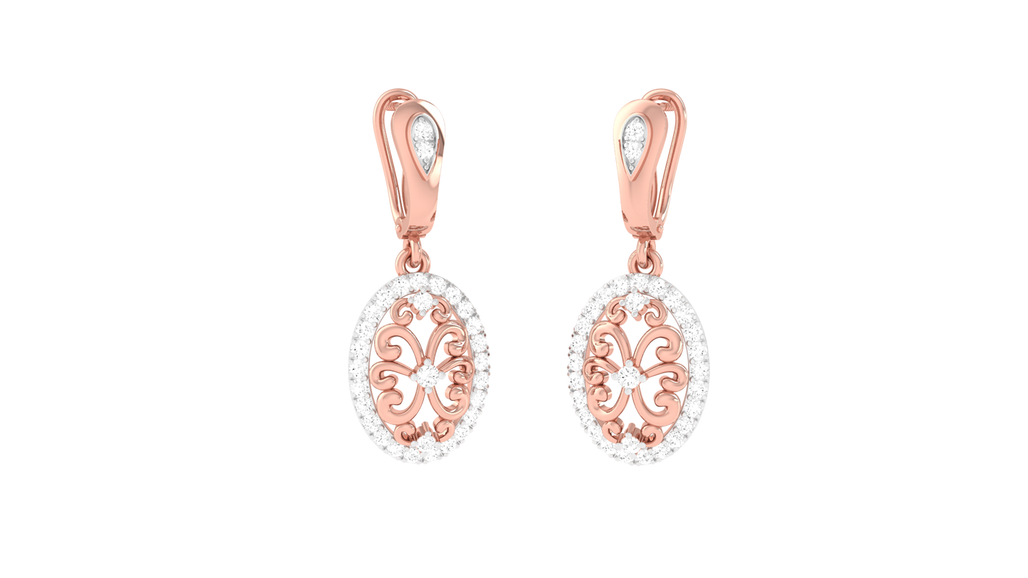 Ornate Aura Hoop Earrings in Yellow Gold - 0.50 Ct Sparkling Round Cut Diamonds
