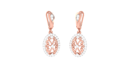 Ornate Aura Hoop Earrings in Yellow Gold - 0.50 Ct Sparkling Round Cut Diamonds