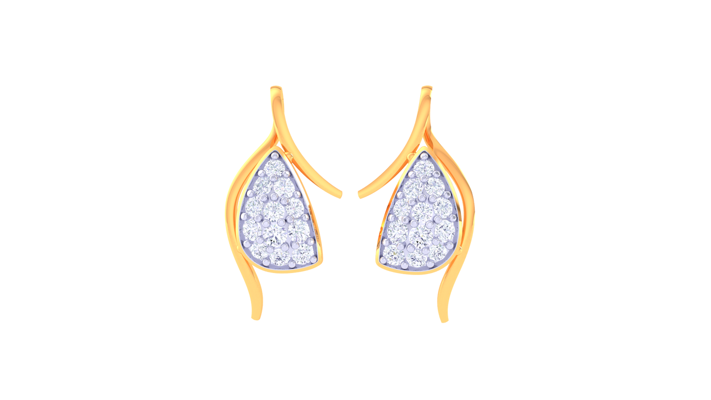 Curved Elegance Stud Earrings In Radiant Gold – 0.28 Ct Diamonds