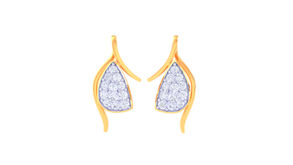 Curved Elegance Stud Earrings In Radiant Gold – 0.28 Ct Diamonds