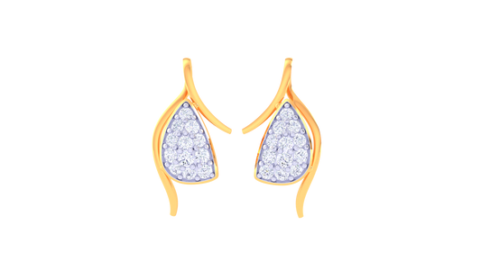 Curved Elegance Stud Earrings In Radiant Gold – 0.28 Ct Diamonds