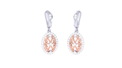 Ornate Aura Hoop Earrings in Yellow Gold - 0.50 Ct Sparkling Round Cut Diamonds