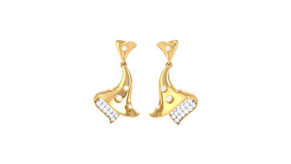 0.52 Ct Diamond Sculpted Leaf Earrings In Gold With Clustered Tips