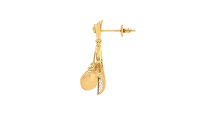 0.52 Ct Diamond Sculpted Leaf Earrings In Gold With Clustered Tips