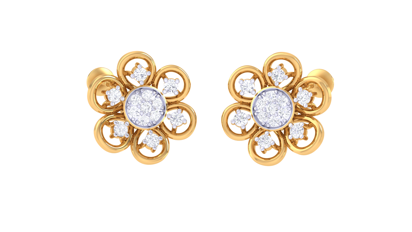 0.24 Ct.- Petal Spark Diamond Stud Earrings