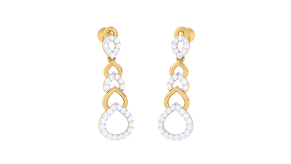 Cascade Teardrop Gold Earrings - 0.35 Ct Diamond Accents
