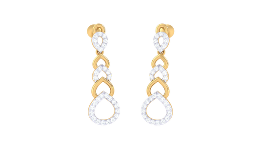 Cascade Teardrop Gold Earrings - 0.35 Ct Diamond Accents