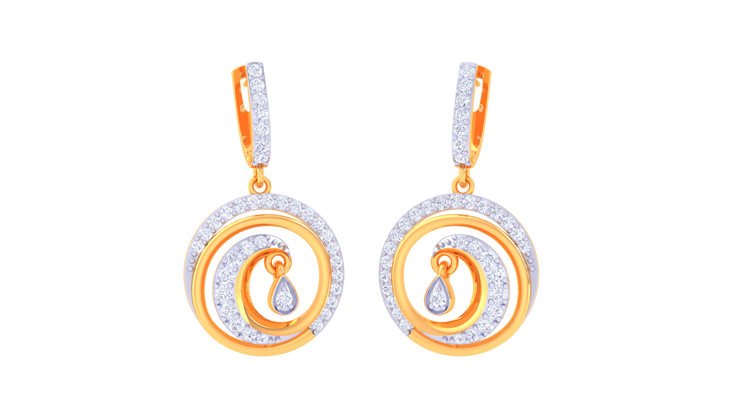 Spiral Embrace Hoop Earrings In Dual-Tone Gold – 0.67 Ct Diamonds