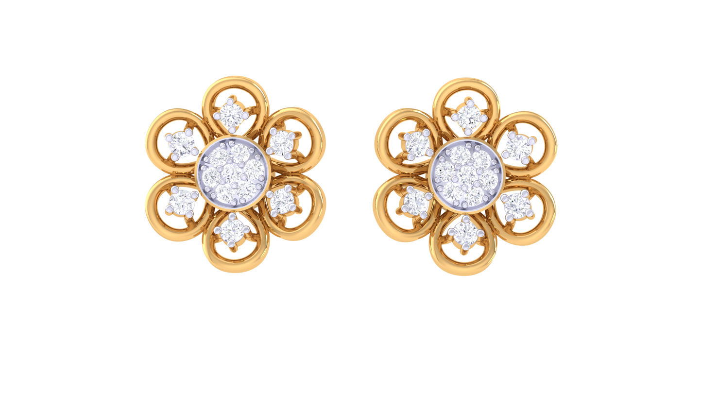 0.24 Ct.- Petal Spark Diamond Stud Earrings