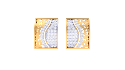 Geometric Sparkle Stud Earrings In Gold - 0.67 Ct Round Cut Diamonds