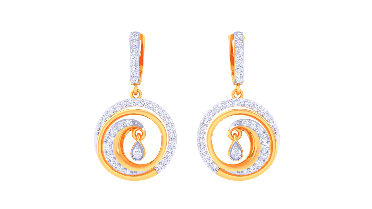 Spiral Embrace Hoop Earrings In Dual-Tone Gold – 0.67 Ct Diamonds