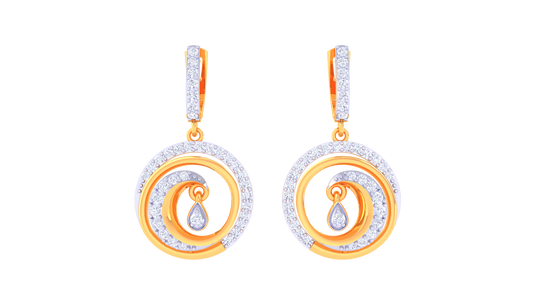 Spiral Embrace Hoop Earrings In Dual-Tone Gold – 0.67 Ct Diamonds