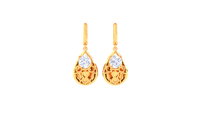 Ornate Teardrop Rose Gold Hoop Earrings - 0.64 Ct Diamond Accents