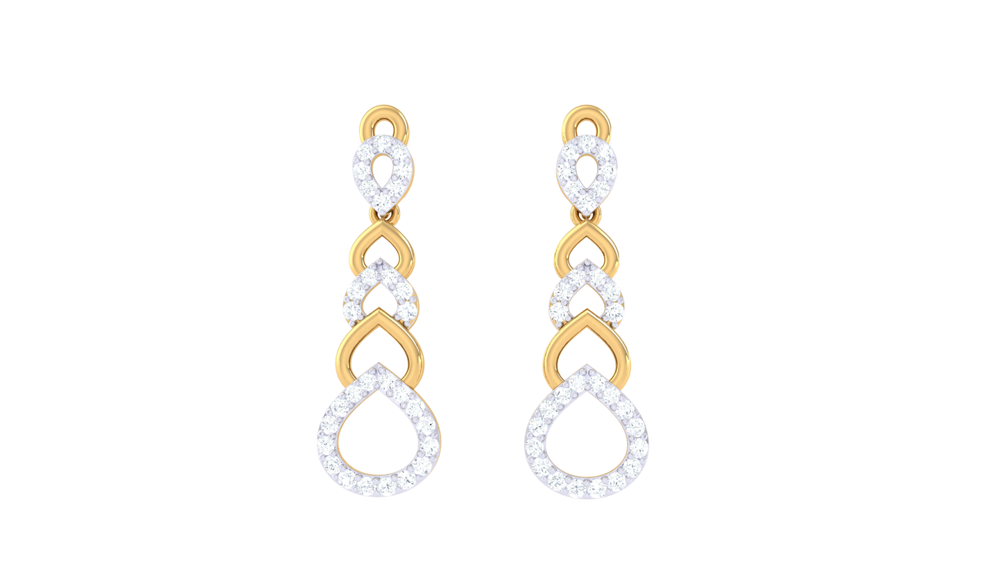 Cascade Teardrop Gold Earrings - 0.35 Ct Diamond Accents
