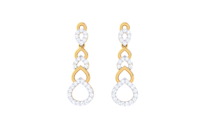 Cascade Teardrop Gold Earrings - 0.35 Ct Diamond Accents