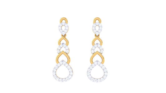 Cascade Teardrop Gold Earrings - 0.35 Ct Diamond Accents
