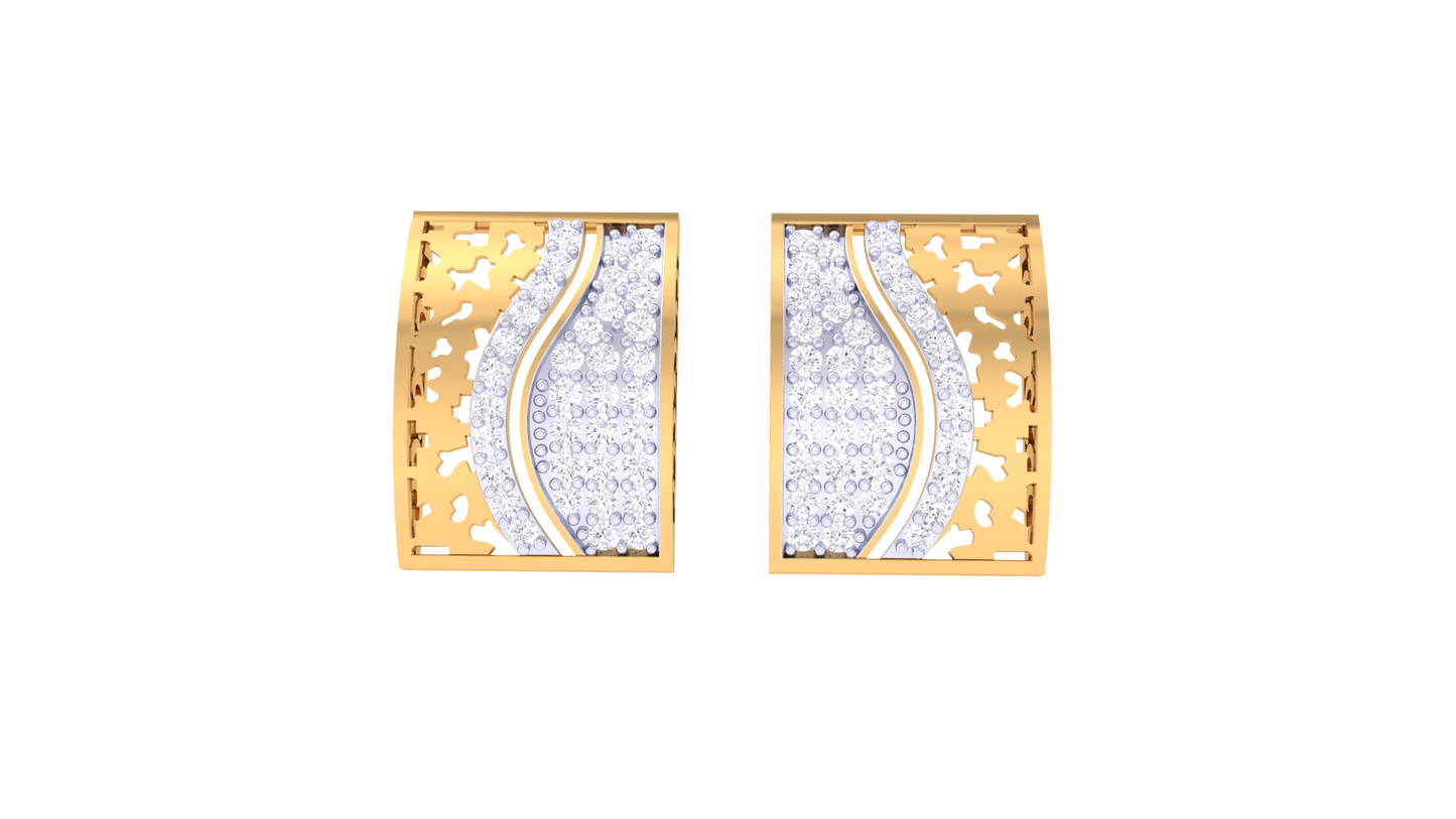 Lumina Curve Stud Earrings In Gold - 0.67 Ct Diamonds
