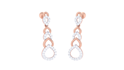 Cascade Teardrop Gold Earrings - 0.35 Ct Diamond Accents