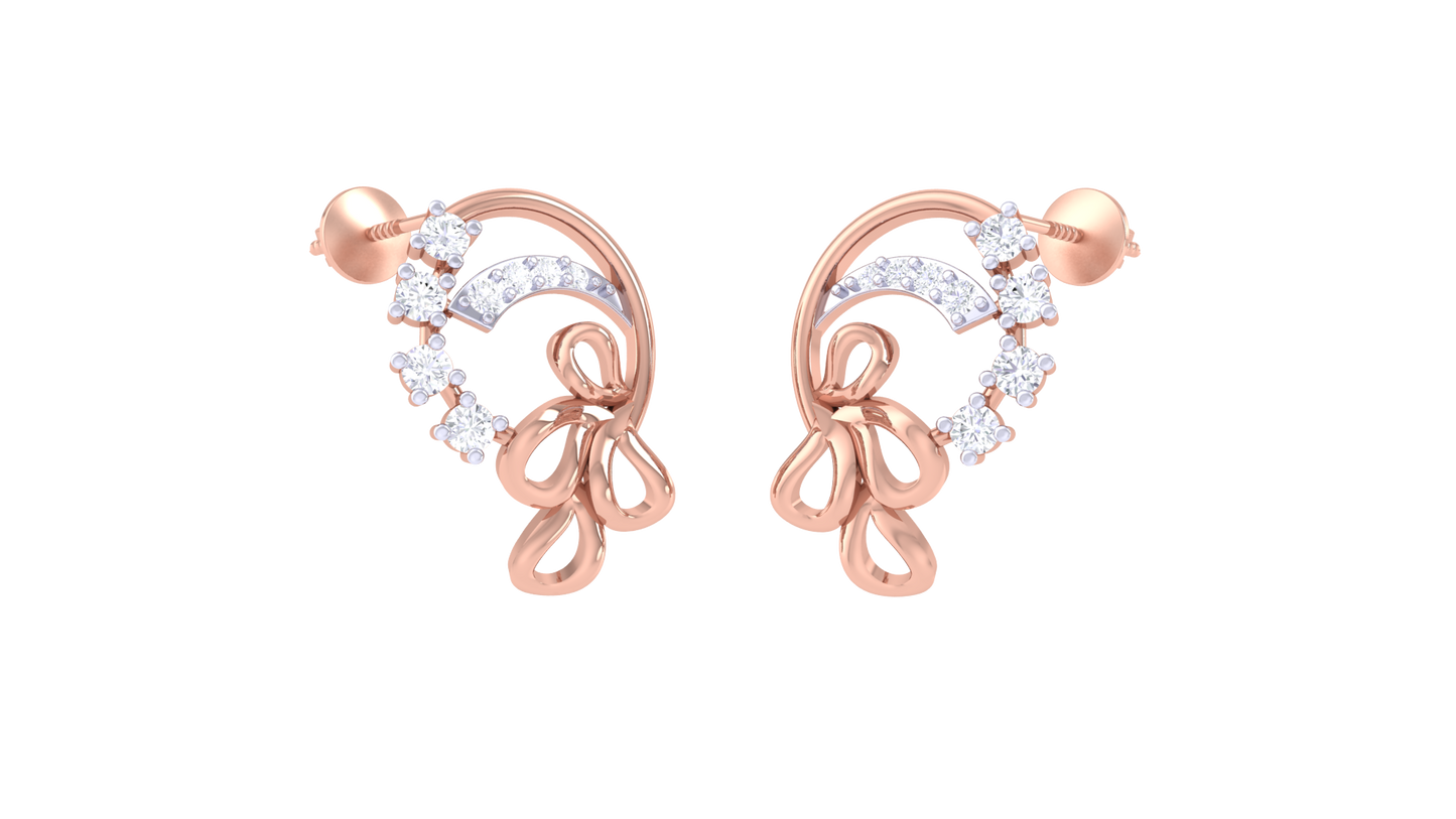 Petal Droplet Diamond Stud earrings - 0.13 Ct