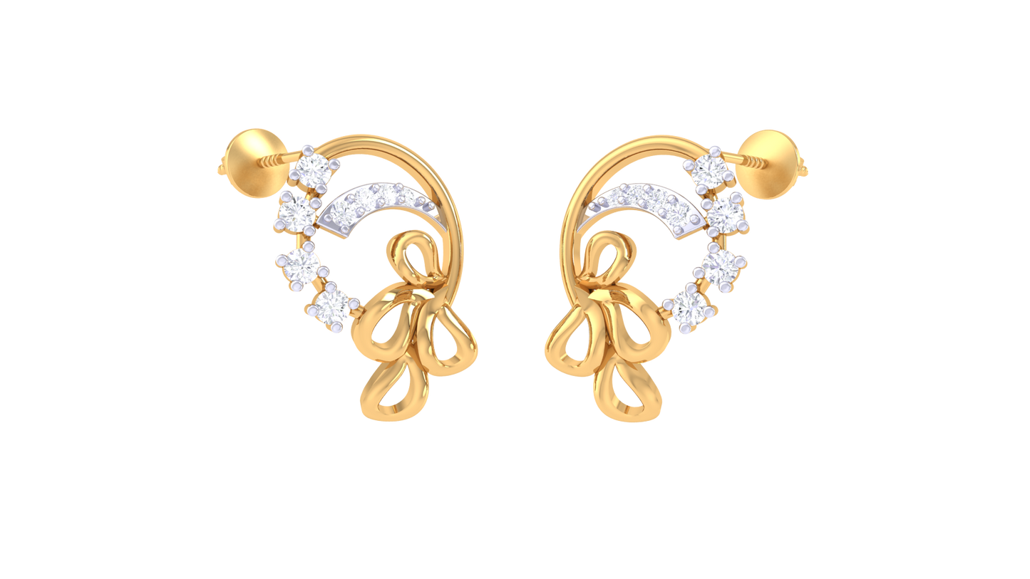 Petal Droplet Diamond Stud earrings - 0.13 Ct