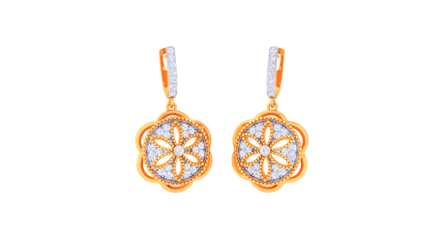 Floral Radiance Hoop Earrings In Dual-Tone Gold - 0.52 Ct Diamonds