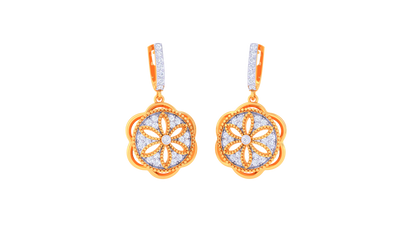 Floral Radiance Hoop Earrings In Dual-Tone Gold - 0.52 Ct Diamonds