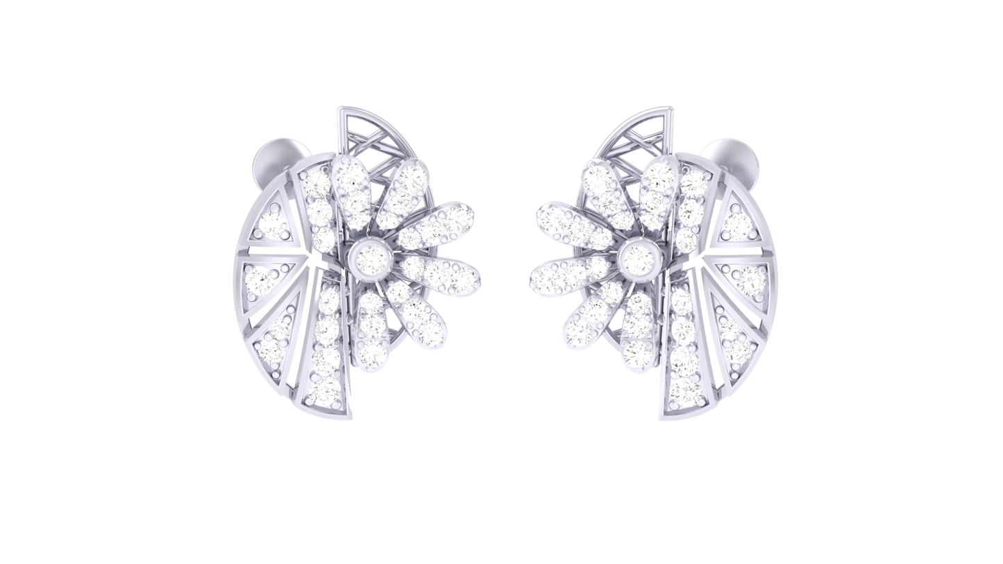 0.46 Ct.- Starlit Halo Diamond Stud earrings