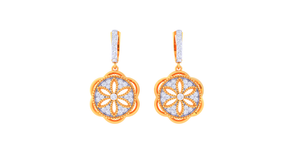 Floral Radiance Hoop Earrings In Dual-Tone Gold - 0.52 Ct Diamonds