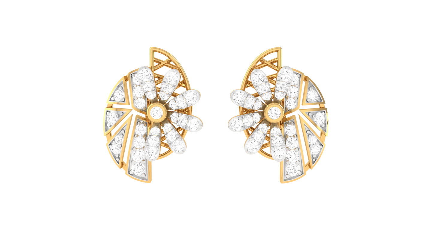 0.46 Ct.- Starlit Halo Diamond Stud earrings