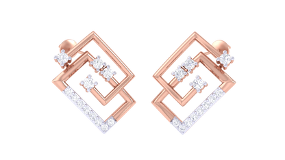 Lumière Twist Square Diamond Stud Earrings - 0.23Ct