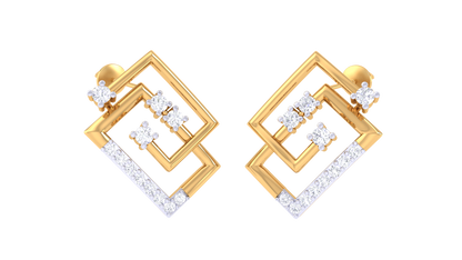 Lumière Twist Square Diamond Stud Earrings - 0.23Ct