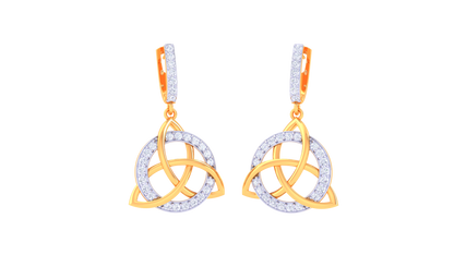 Celtic Knot Hoop Earrings In Dual-Tone Gold - 0.56 Ct Diamond Accents