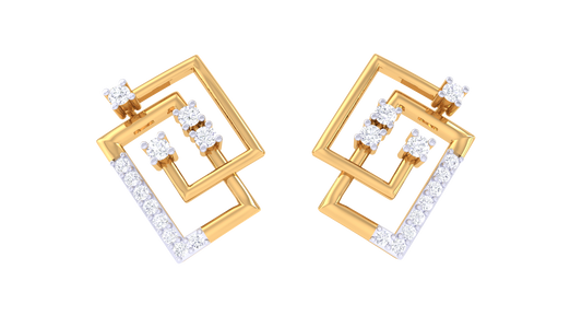 Lumière Twist Square Diamond Stud Earrings - 0.23Ct