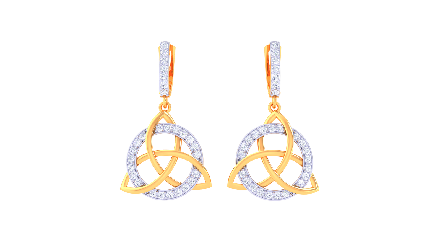 Celtic Knot Hoop Earrings In Dual-Tone Gold - 0.56 Ct Diamond Accents