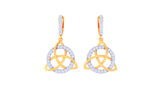Celtic Knot Hoop Earrings In Dual-Tone Gold - 0.56 Ct Diamond Accents
