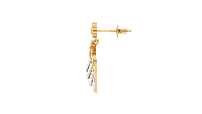 Floral Drop Earrings With Triple Arc Teardrop In Gold - 0.64 Ct Diamonds