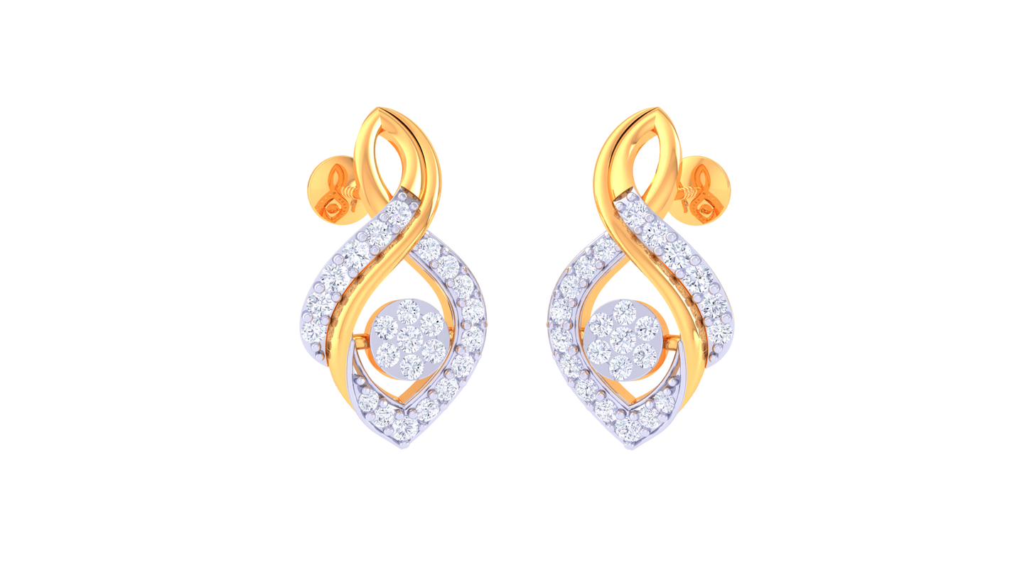 Radiant Teardrop Elegance Stud Earrings – 0.36 Ct Diamond In Gold