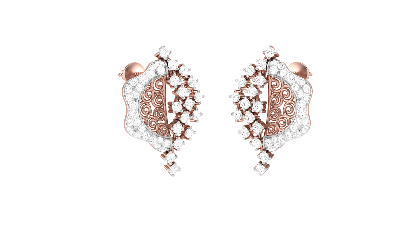Baroque Bloom stud Earrings - 0.41 Ct Round Diamonds