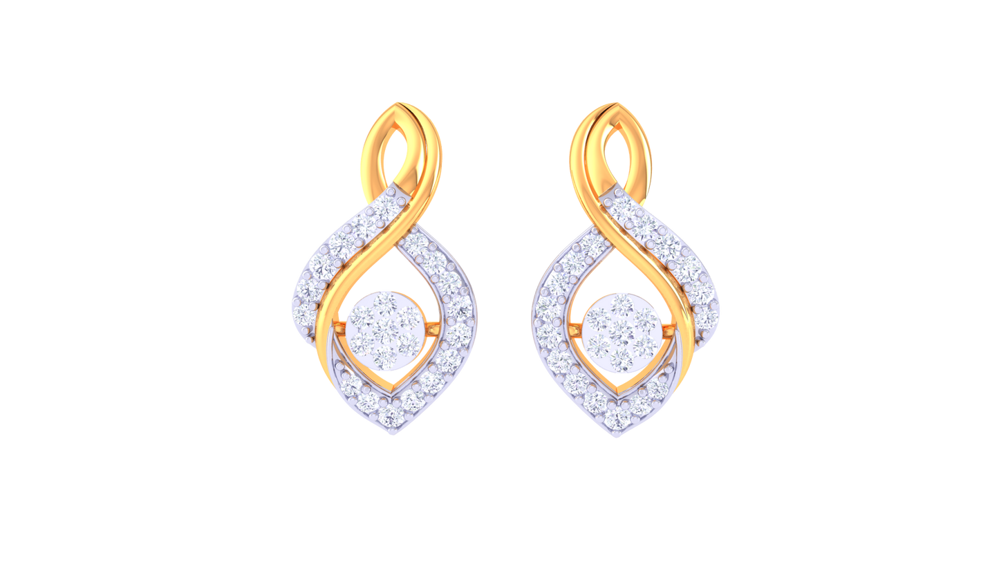 Radiant Teardrop Elegance Stud Earrings – 0.36 Ct Diamond In Gold