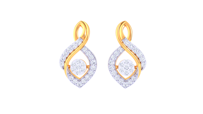 Radiant Teardrop Elegance Stud Earrings – 0.36 Ct Diamond In Gold