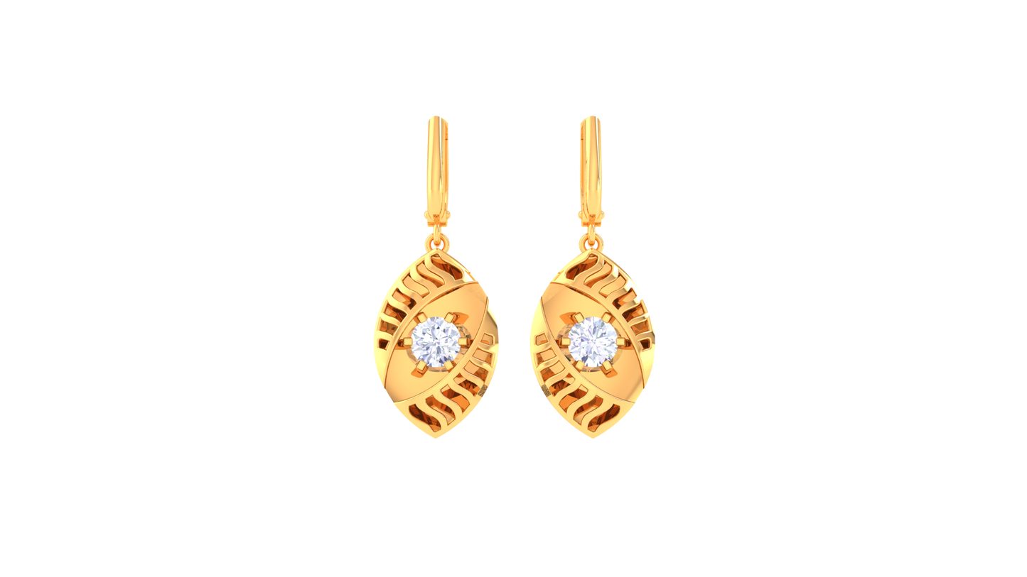 Marquise Radiance Gold Hoop Earrings - 0.64 Ct Brilliant Round Diamond